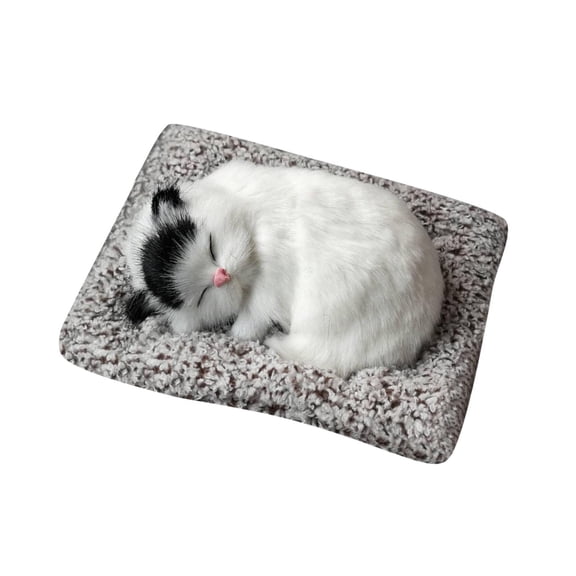Lifelike Plush Sleeping Cat Ornament Built-In Bamboo Charcoal Pad With Meow Sound Soft Furry Kitten Figurine Home Car Tabletop Air Purifying Decor Gift(Style F)