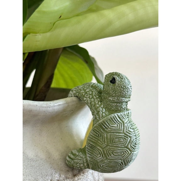 Lifelike Turtle Resin Sculpture, Charming Garden & Pot Decor Accent