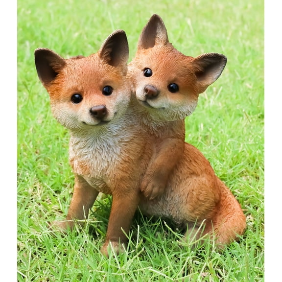 Lifelike Wildlife Woodlands Animal Pet Pals Frolicking Baby Fox Cubs Figurine