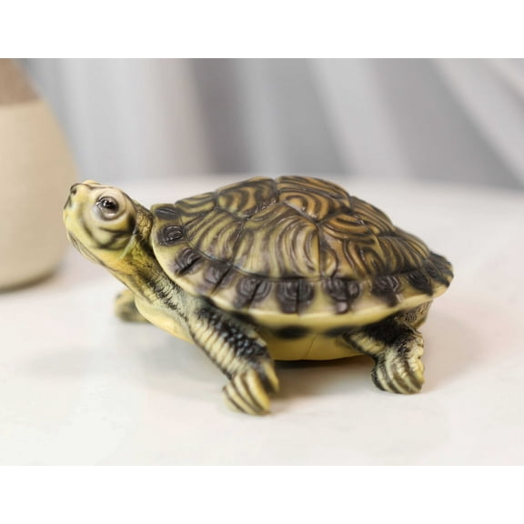 Lifelike Yellow Bellied Slider Turtle Tortoise Figurine 4.75"L Zen Feng Shui