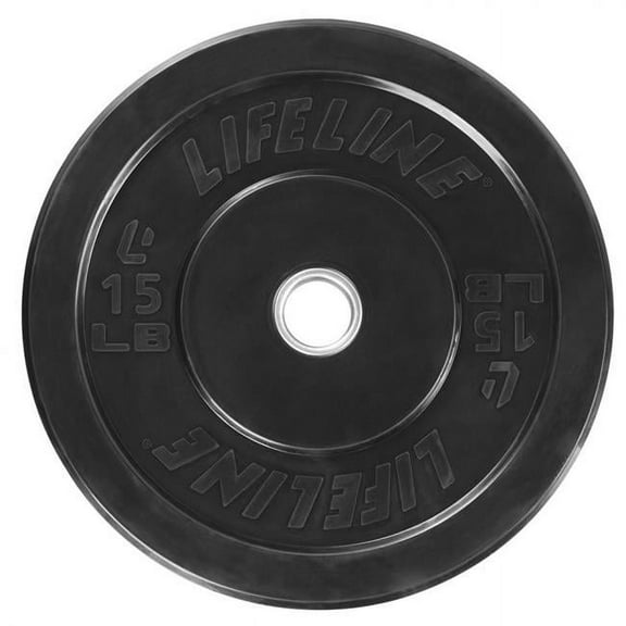 Lifeline 15lb Rubber Bumper Plates-&nbsp; Weight Training, Strength and Conditioning Workouts, Weightlifting and Cross Training