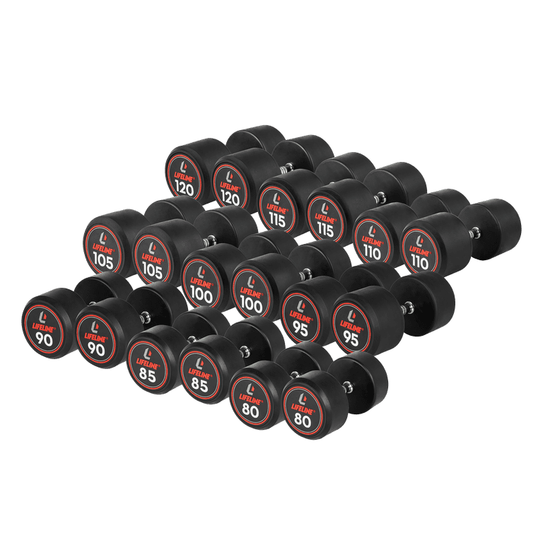 Lifeline 80 lb 125 lb Pro Round Dumbbell Set 1 800 lb Set Walmart