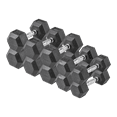 thumbnail image 1 of Lifeline Fitness 200 lb Hex Rubber Dumbbell Set, 1 of 7