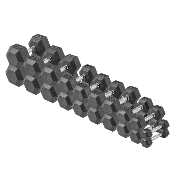 Lifeline Fitness 550 lb Hex Rubber Dumbbell Set
