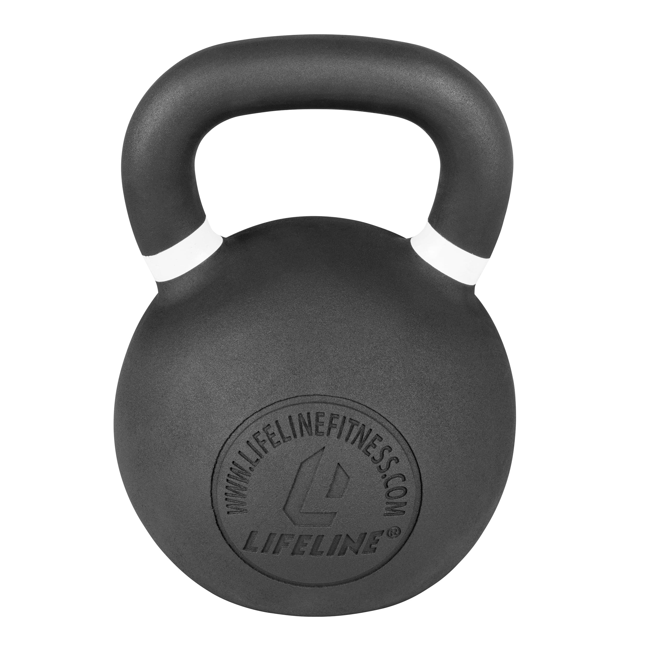 Lifeline Fitness 88 Lb. Cast Iron Single White and Black Kettlebell