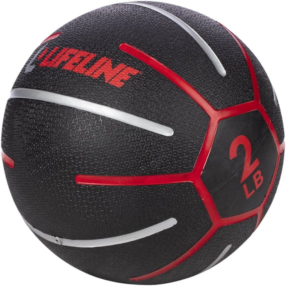 Lifeline Fitness Exercise Training Medicine Ball - 2 lb. - Black/Red