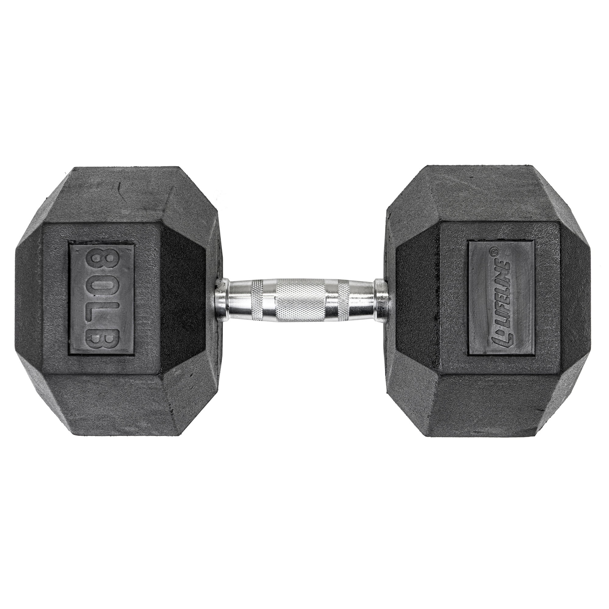 Lifeline Fitness Hex Dumbbell with Ergonomic Handle, Rubber, 80 lbs