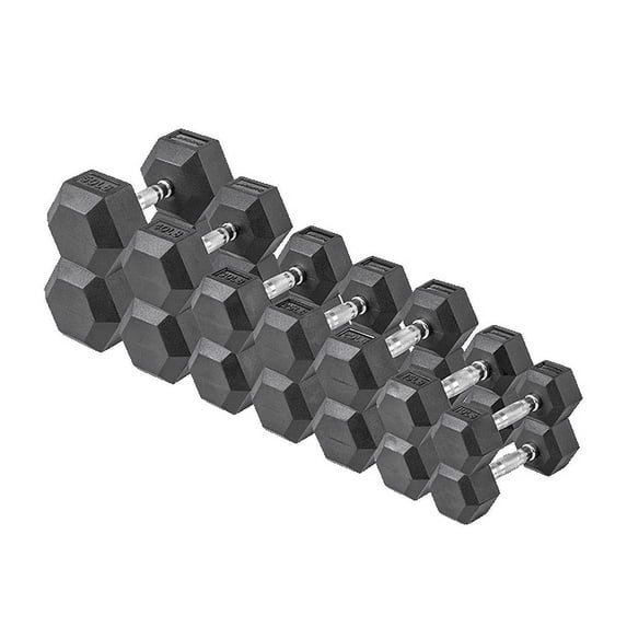 Lifeline Fitness Hex Rubber Dumbbell 380lb Weight Set (Multiple Weight Sets Available)