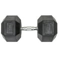 thumbnail image 1 of Lifeline Fitness Premium Rubber Hex Dumbbell, Black/Chrome, 75 lbs, 1 of 6