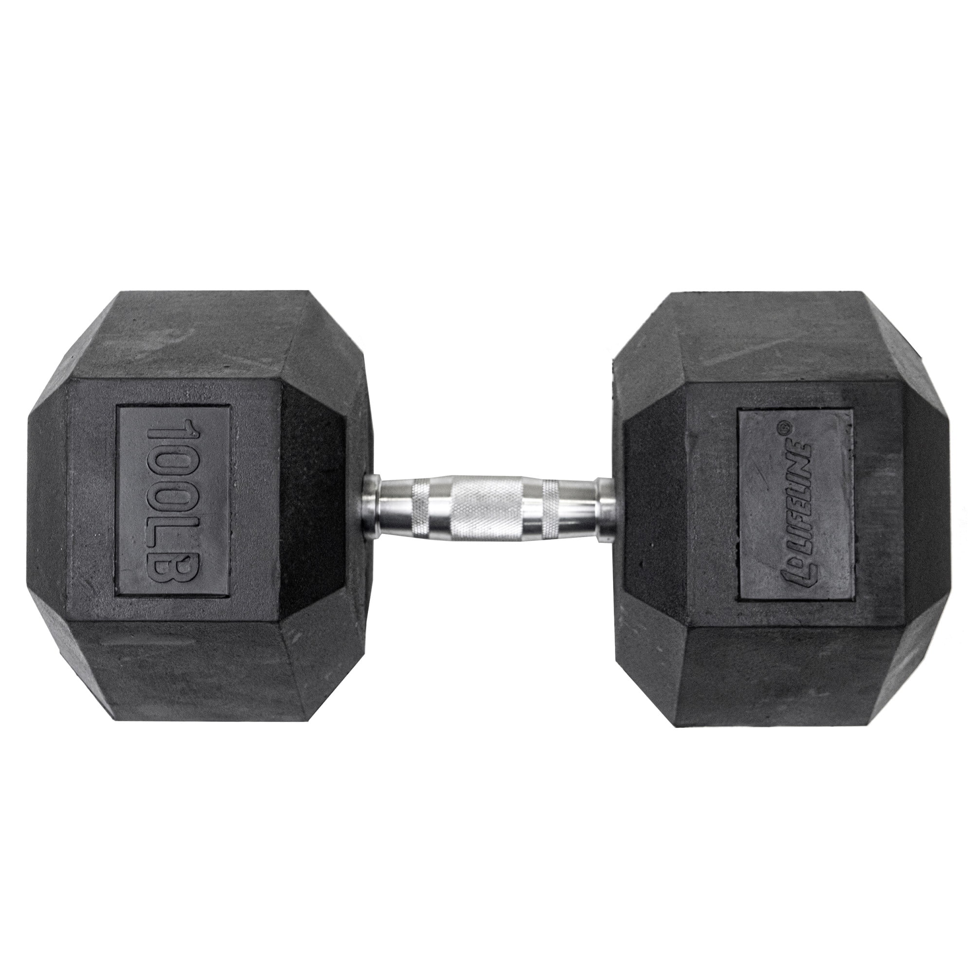 Lifeline Fitness Premium Rubber Hex Dumbbell, Single, 100 lb