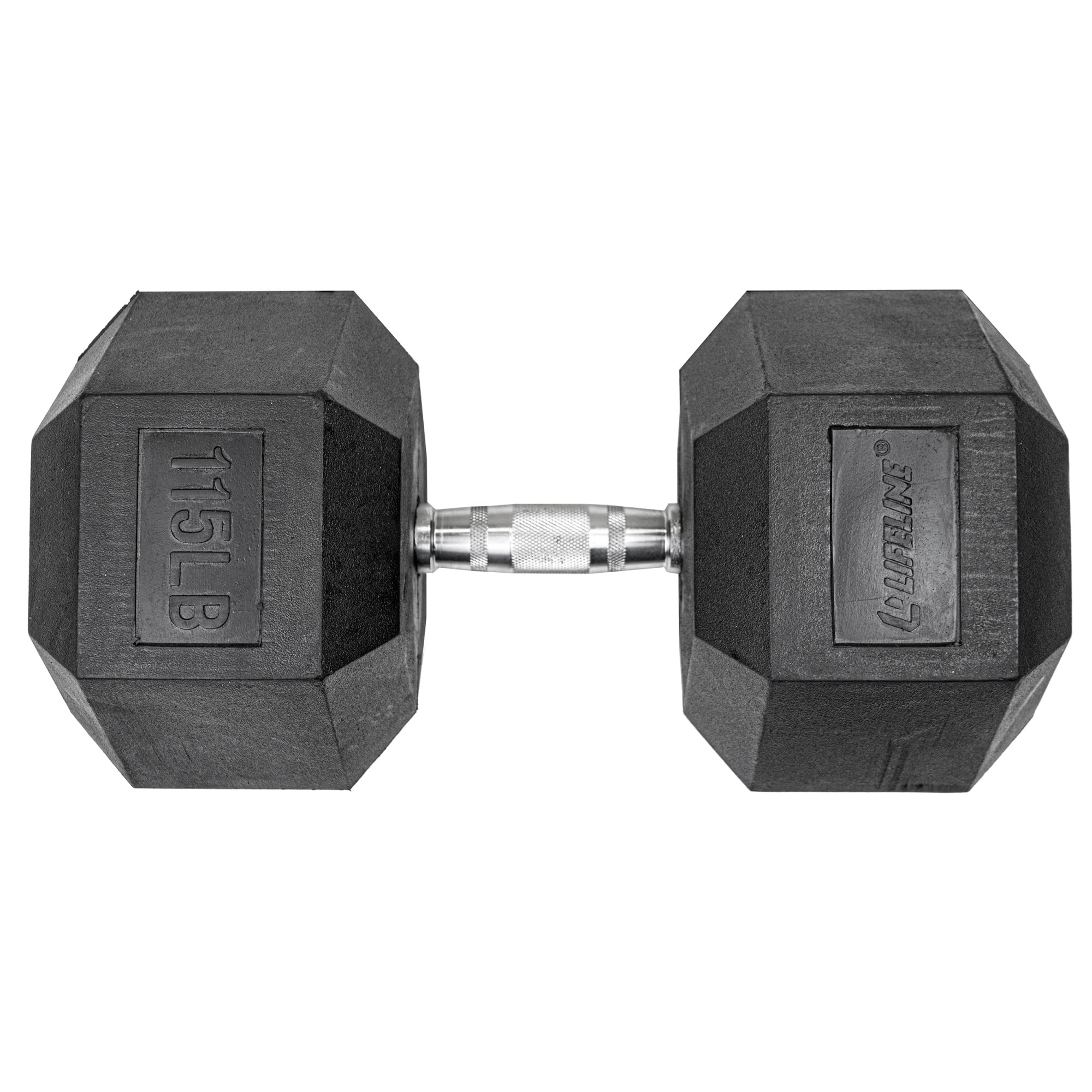 Lifeline Fitness Premium Rubber Hex Dumbbell, Single, 115 lbs