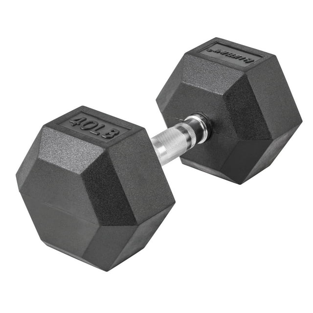 Lifeline Fitness Premium Rubber Hex Dumbbell, Single, 40 lbs