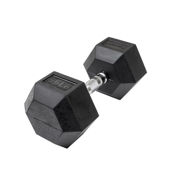 Lifeline Fitness Premium Rubber Hex Dumbbell, Single, 55 lbs