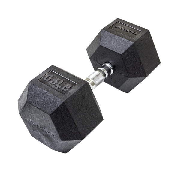 Lifeline Fitness Premium Rubber Hex Dumbbell, Single, 65 lbs