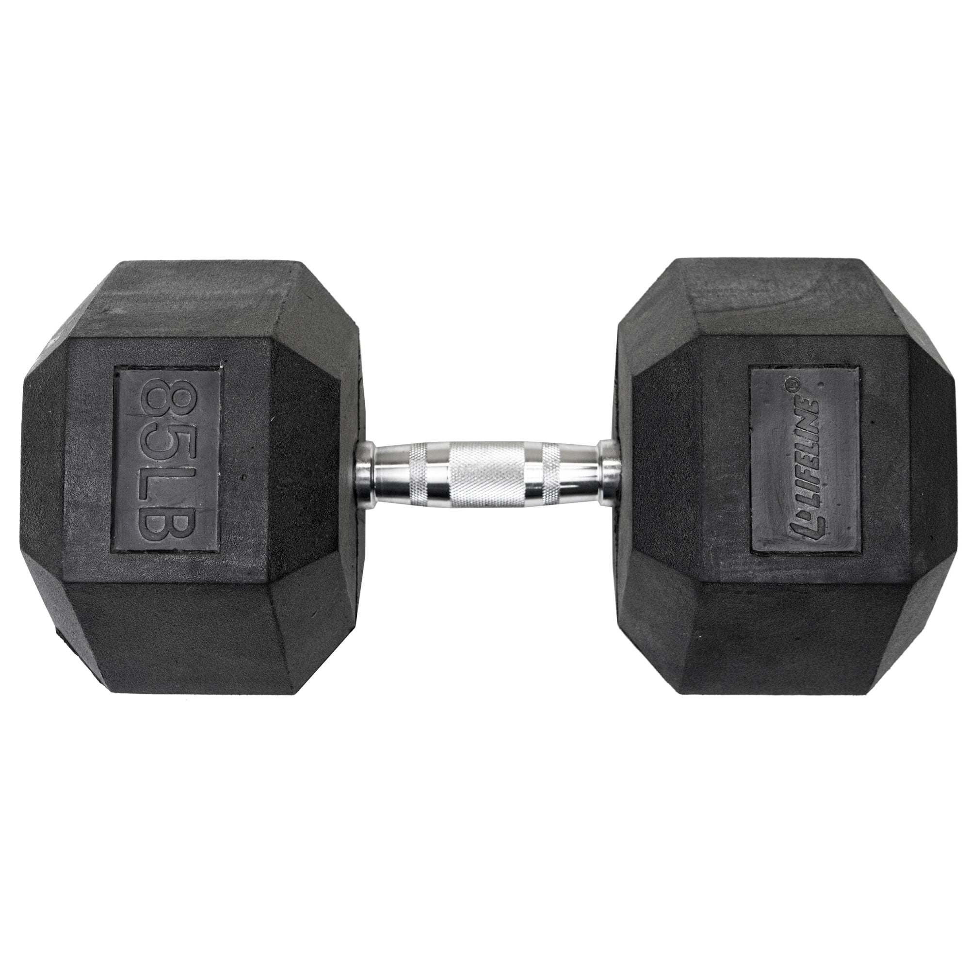 Lifeline Fitness Premium Rubber Hex Dumbbell, Single, 85 lbs, Black