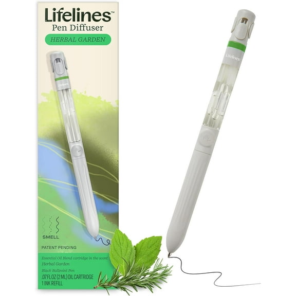 Lifeline Pen diffuser, with a flowering - 1mm black ballpoint pen and fragrant essential oil mixture