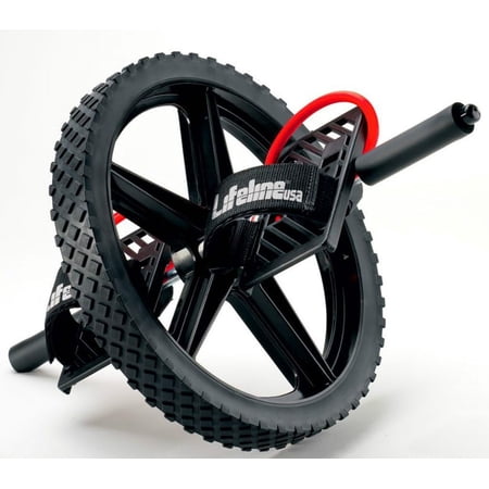 Lifeline Power Wheel for At Home Full Body Functional Fitness Strength including Abs & Core, Lower Body and Upper Body with Foot Straps for More Workout Options , Black