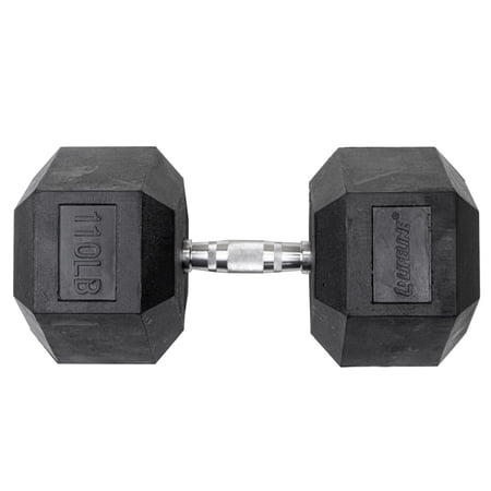 Lifeline Premium Rubber Hex Dumbbell, Single, 110 lbs