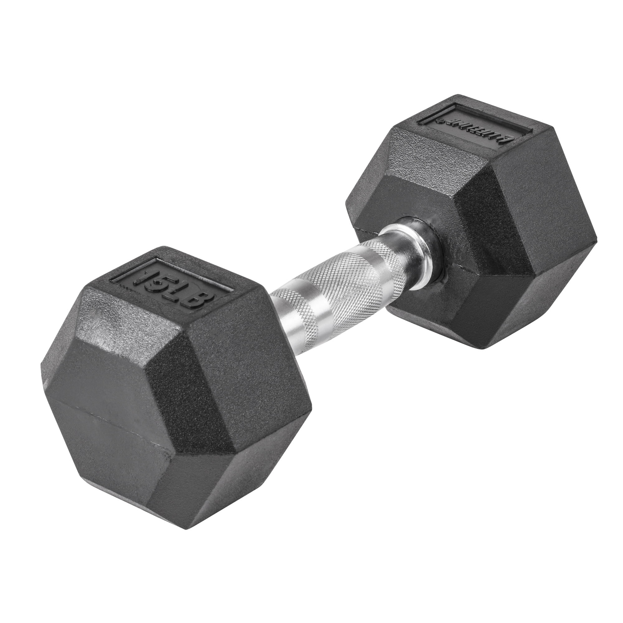 Lifeline Premium Rubber Hex Dumbbell, Single, 15 lbs