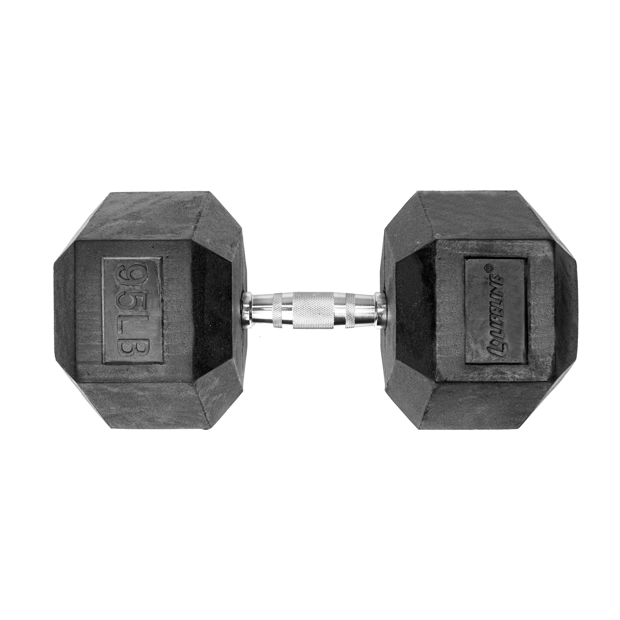 Lifeline Premium Rubber Hex Dumbbell, Single, 95 lbs