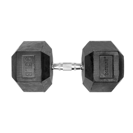 Lifeline Premium Rubber Hex Dumbbell, Single, 95 lbs