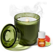 Lifelines Flameless Candle Essential Oil Diffuser Bundle with 2 ClickWick Essential Oil Blends, Olive Jar