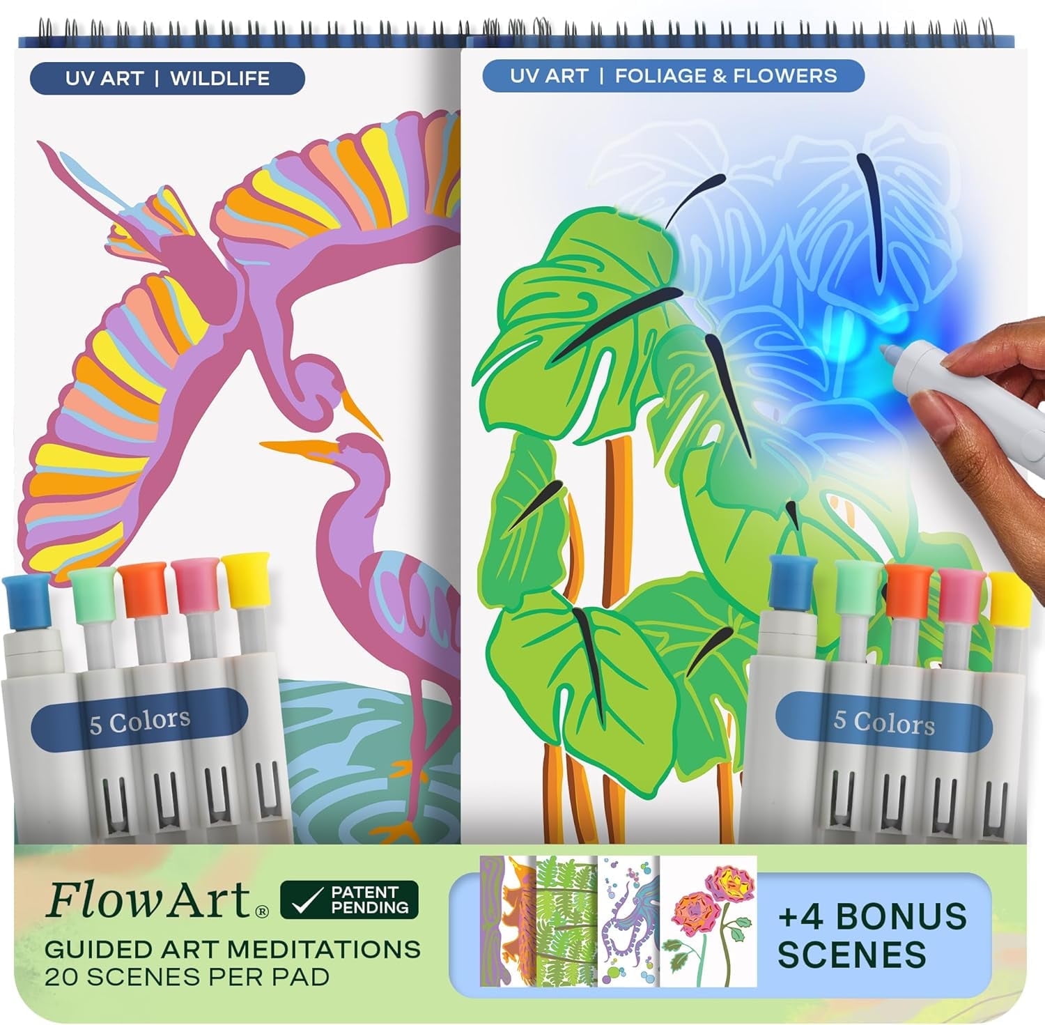 Lifelines FlowArt Activity Pad for Teens, Seniors & Adults, UV Art Coloring Books, 2 Pack