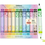 Lifelines Scented Colored Markers, 10 Double-Sided Markers with 20 Colors & Scents - Color Marker Set Infused with Essential Oil Blends for Arts & Crafts