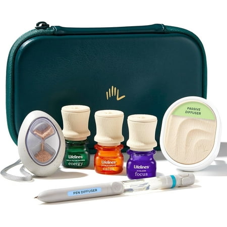Lifelines Sensory Essentials Travel Set, Includes Everyday Aromatherapy Diffuser, Fidget Grounding Stone, Pen Diffuser & 3 Essential Oil Blends
