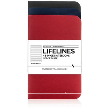 Lifelines Small Pocket Notebook Ruled | Numbered Pages 3.5 x 5.5 inches (Pack of 3)