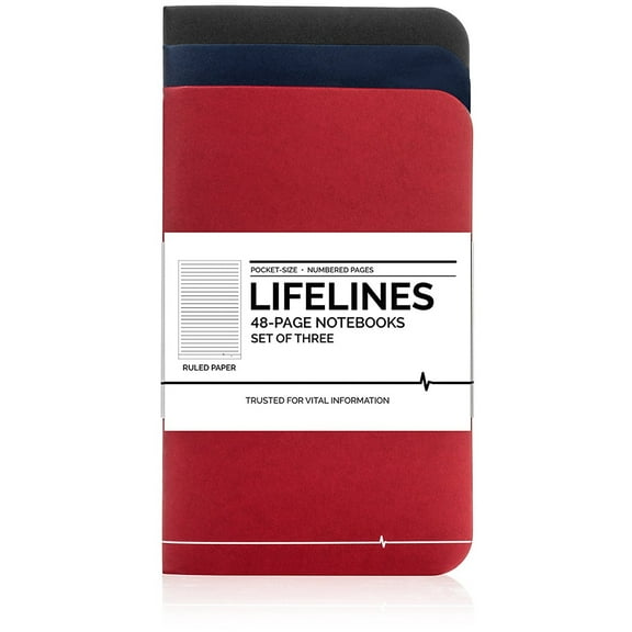 Lifelines Small Pocket Notebook Ruled | Numbered Pages 3.5 x 5.5 inches (Pack of 3)