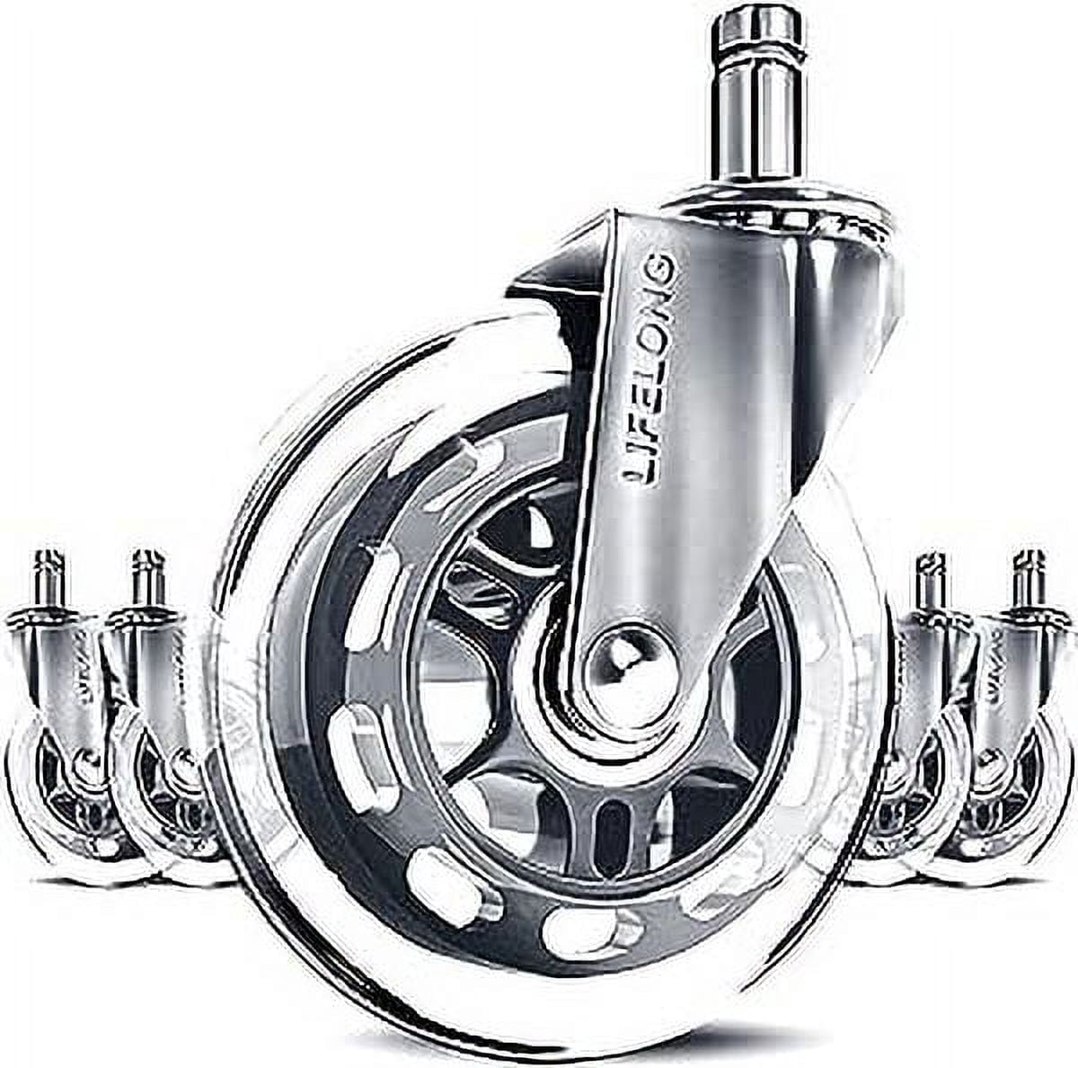 Lifelong Office Chair Caster Wheels, Easy Instalation with Safe Glide and Rollerblade Style for Wood, Carpet Floors, Tiles, Universal Fit, Set of 5