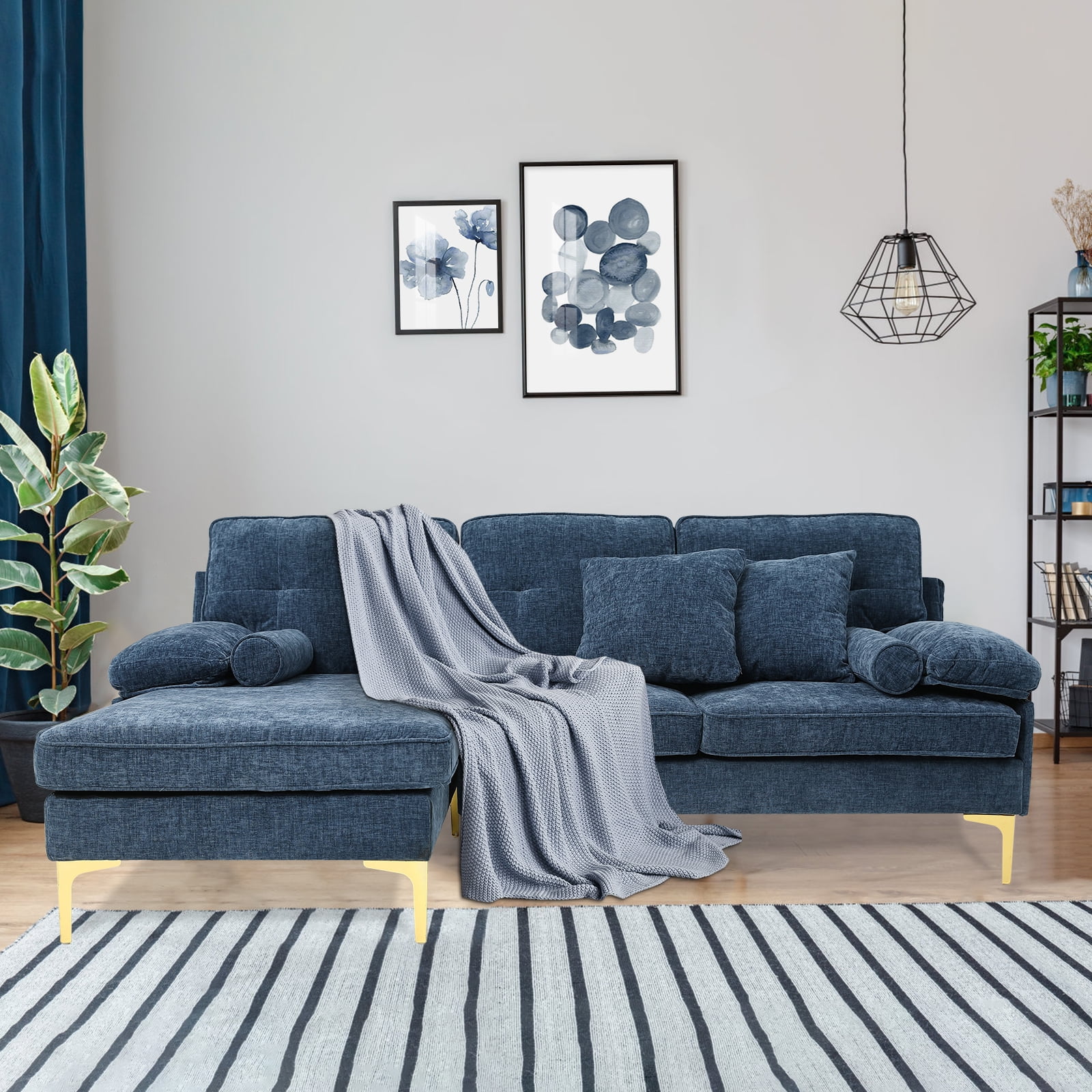 Alexent 3 Seat Modern Fabric Sleeper Sectional Sofa with Storage