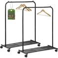 thumbnail image 1 of Lifemaster Metal Clothes Rack - Pack of 2 Versatile, Ample Storage Space, Simple Assembly, Hanging Garment and Clothes Rolling Rack with Wheels - Black, 1 of 5