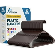 Lifemaster Plastic Clothes Hangers – Heavy Duty Hanger Set, For Organizing Clothes, Dresses, and Coat, Holds Up To 5 lbs, Space-saving Hangers with Non-Slip Shoulder Grooves, Pack of 10, Brown