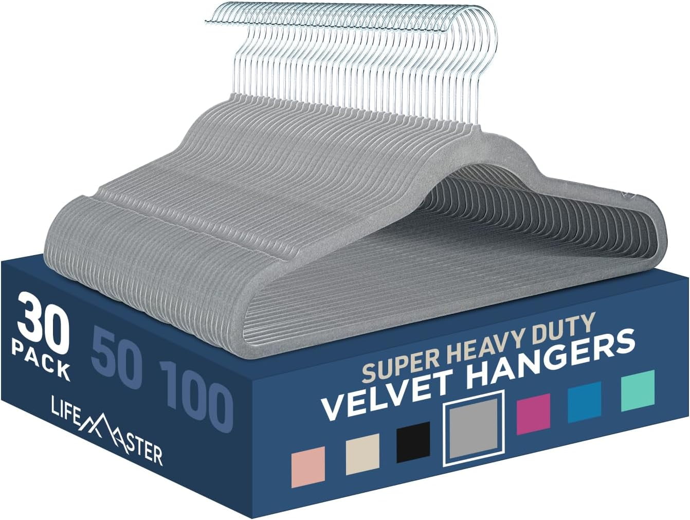 Gray Heavy Duty Velvet Non-Slip Hangers Pack of 30