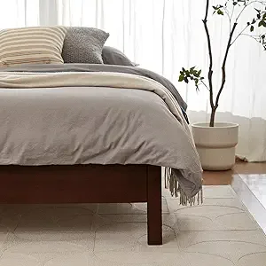 LIFEMENT Queen Signature Wood Platform Bed Frame Walnut, Noise-Free, Under Bed Storage, No Box Spring Needed, Easy Assembly