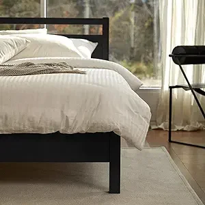 LIFEMENT Full Signature Wood Platform Bed Frame with Black Headboard, Noise-Free, Under Bed Storage, No Box Spring Needed, Easy Assembly 