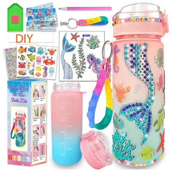 Lifemoda Water Bottle Decorate Your Own Water Bottle Kits for Girls Age 4-6-8-10, Painting Crafts,Fun Arts and Crafts Gifts Toys for Girls Birthday Christmas