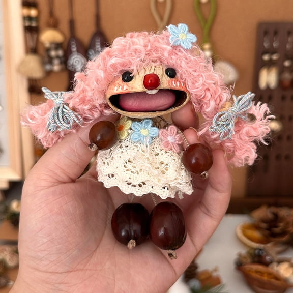 Lifemode 5PCS Rattan Nut Shell Doll Hanging Ornament DIY Craft Kit Cute Car/Bag Charm Creative Gift for Birthda