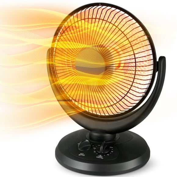 Lifeplus 14" 800-Watt Electric Space Dish Heater, Black