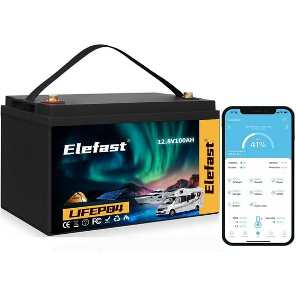 Lifepo4 Battery 100AH,12V Lithium Battery Built-in 100A BMS,Up to 15000 Deep Cycle Marine Battery 12V,Perfect for RV,Marine/Trolling Motors,Boat,Travel Trailer,Home Energy Storage (Group 31)
