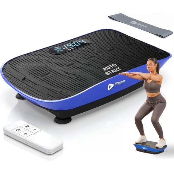 LifePro Shake Plate Vibration Plate Exercise Machine Oscillation Vibrating Plate, Auto-Start 10 Speeds, Bluetooth Speaker, Quiet Compact, 220 lb Capacity - Blue