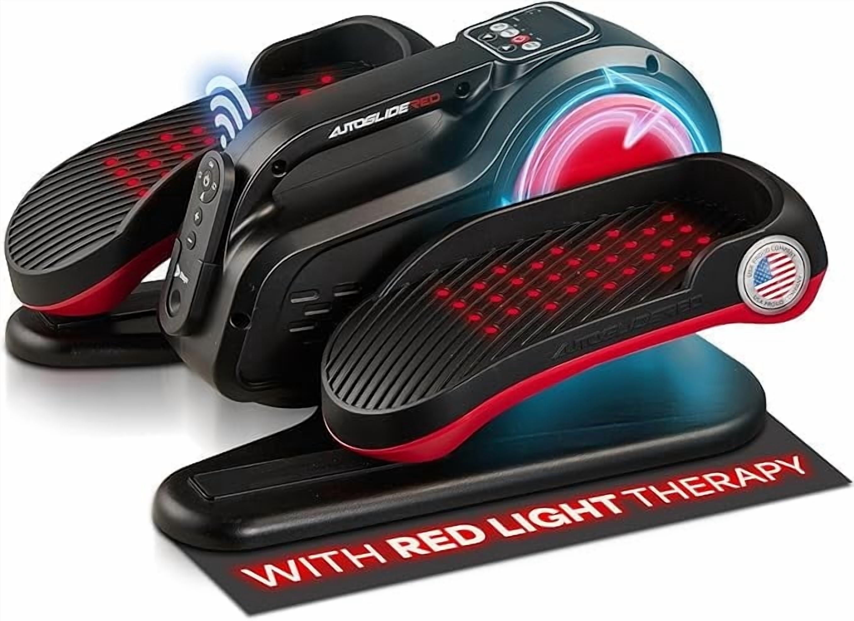 Lifepro AutoGlide Under Desk Elliptical - Motorized Pedal Exerciser with Red Light Therapy - Red
