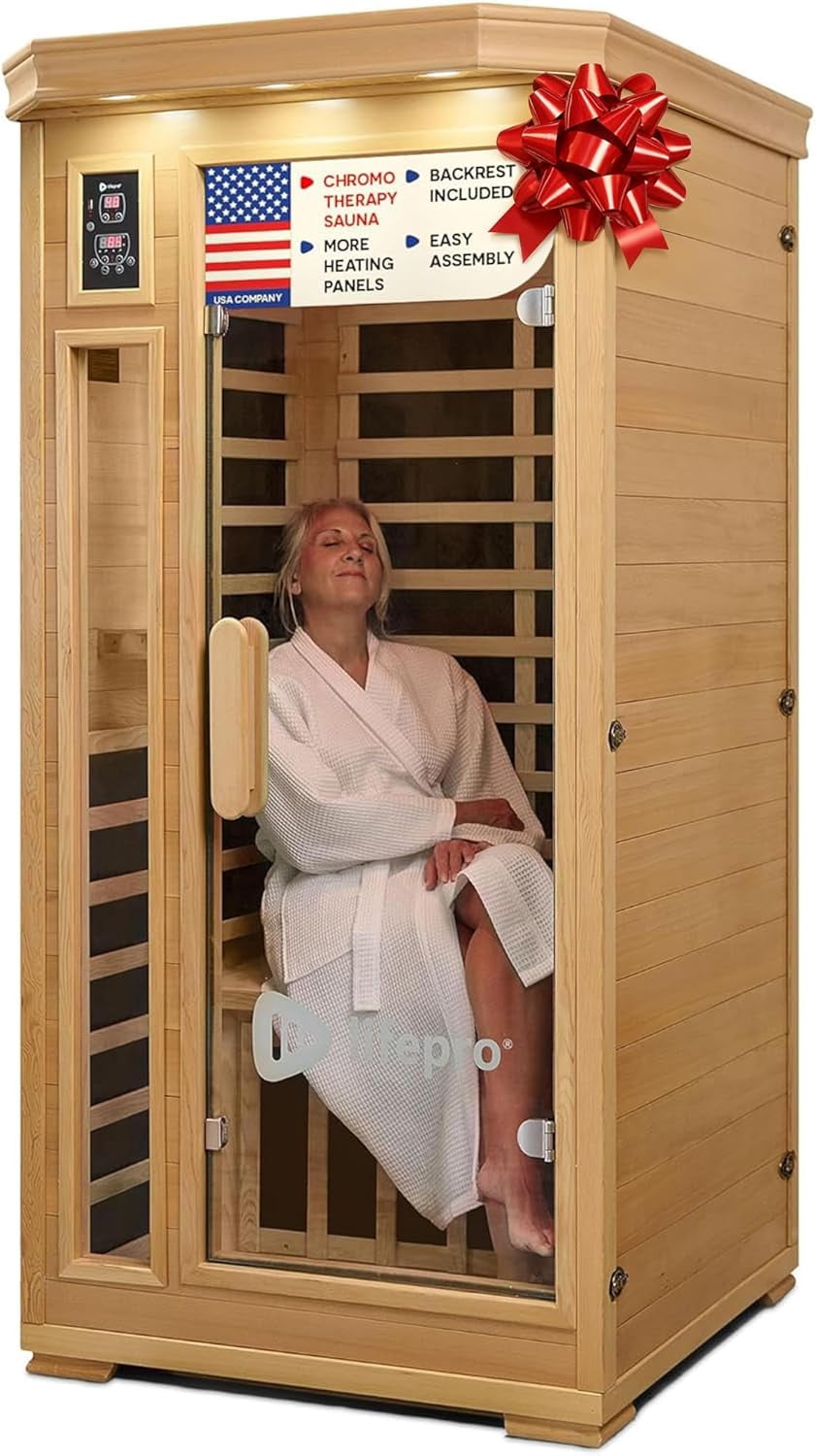 Lifepro Far Infrared Saunas for Home, 1 Person Wood Dry Sauna