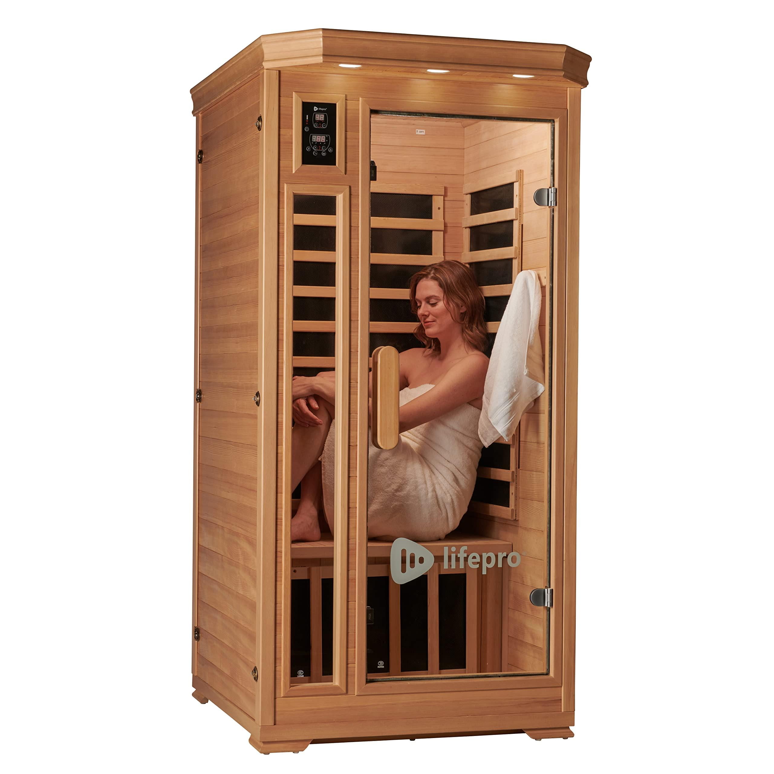 Lifepro Far Infrared Saunas for Home, 1 Person Wood Dry Sauna