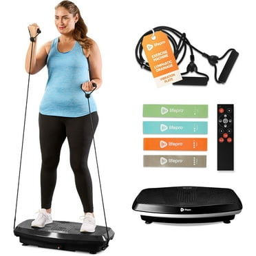Lifepro Hovert 3D Vibration Plate Exercise Machine with Resistance Bands, 200W - Black