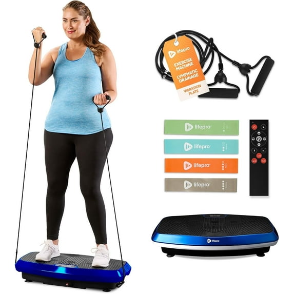 Lifepro Hovert 3D Vibration Plate Exercise Machine – Dual Motor Full Body Vibrating Plate for Strength, Balance, Recovery & Weight Loss – Heavy Duty Home Exercise Machine - Blue