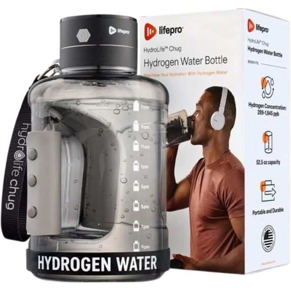 LifePro Hydrogen Water Bottle Generator – 50oz Portable Hydrogen Water Bottle with SPE/PEM Technology, USB-C Rechargeable Lid & Time Markers – Durable Hydro Bottle for Daily Hydration