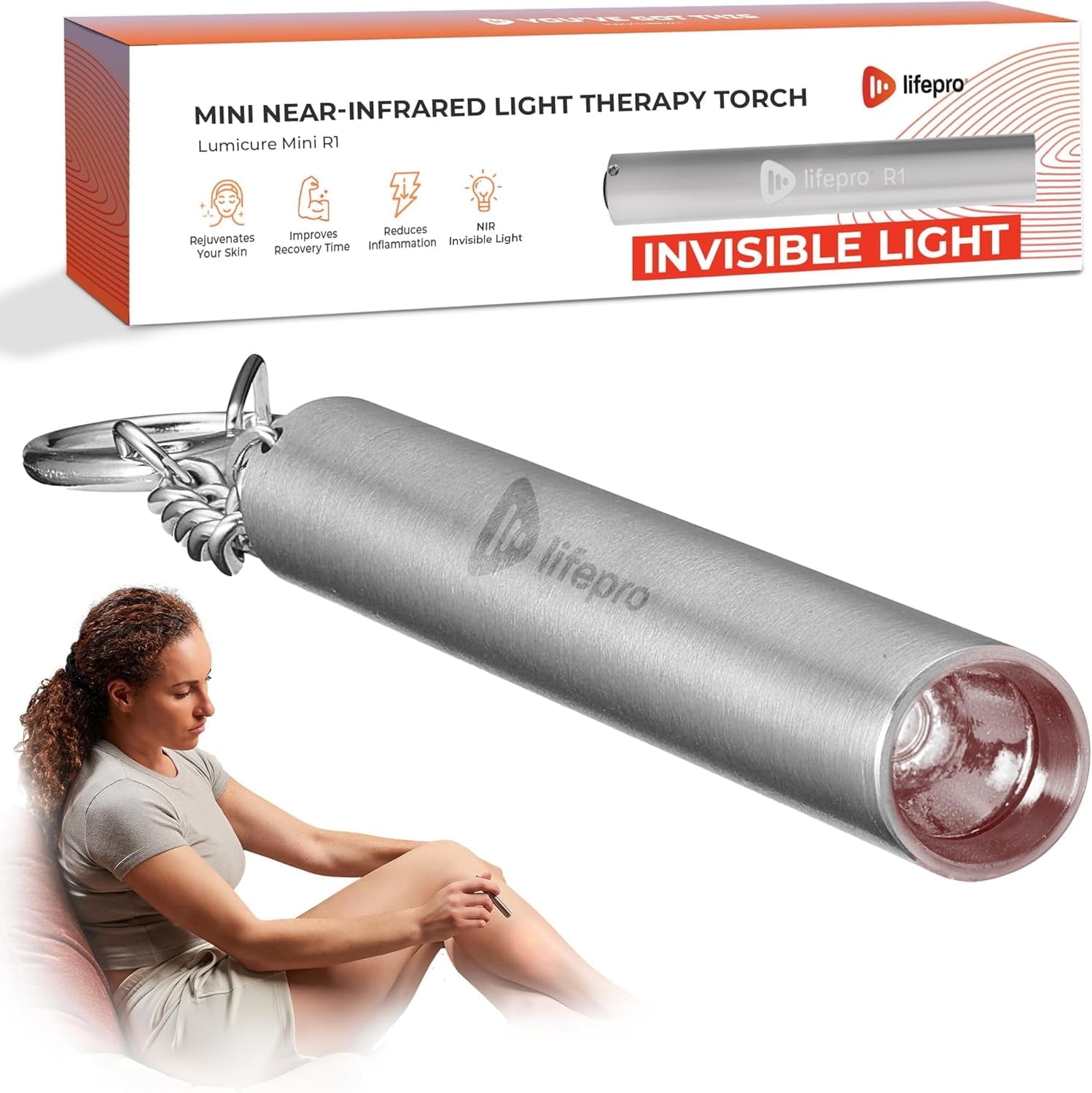 Lifepro Infrared & Red Light Therapy Device for Joints & Muscles Portable Near Infrared Light for Face, Compact Red LED Light Therapy Device for Recovery, Relaxation & Circulation - Silver